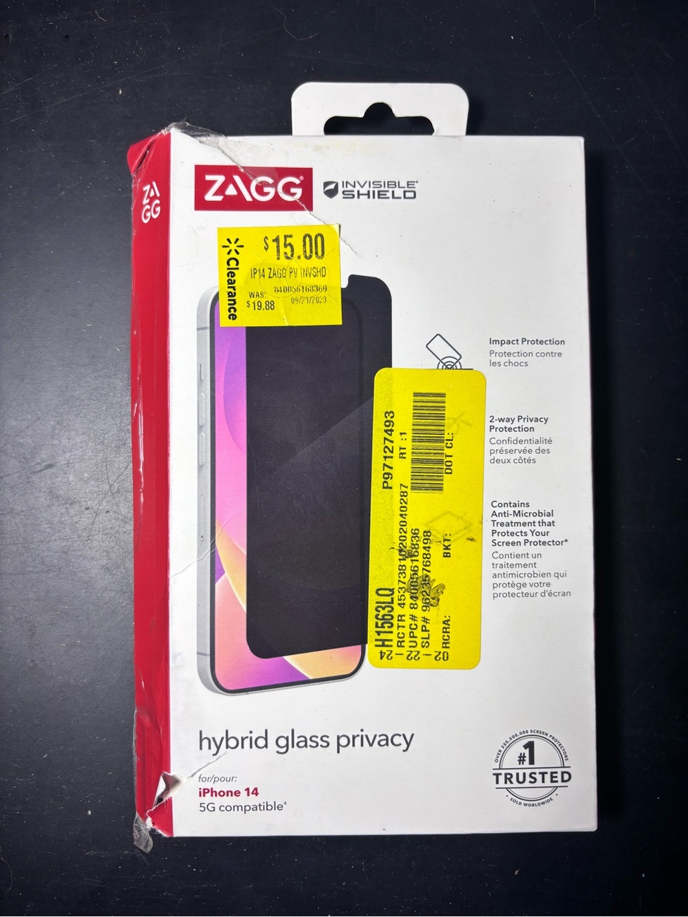ZAGG InvisibleShield Hybrid Glass Privacy Screen Protector for iPhone 14 - Black